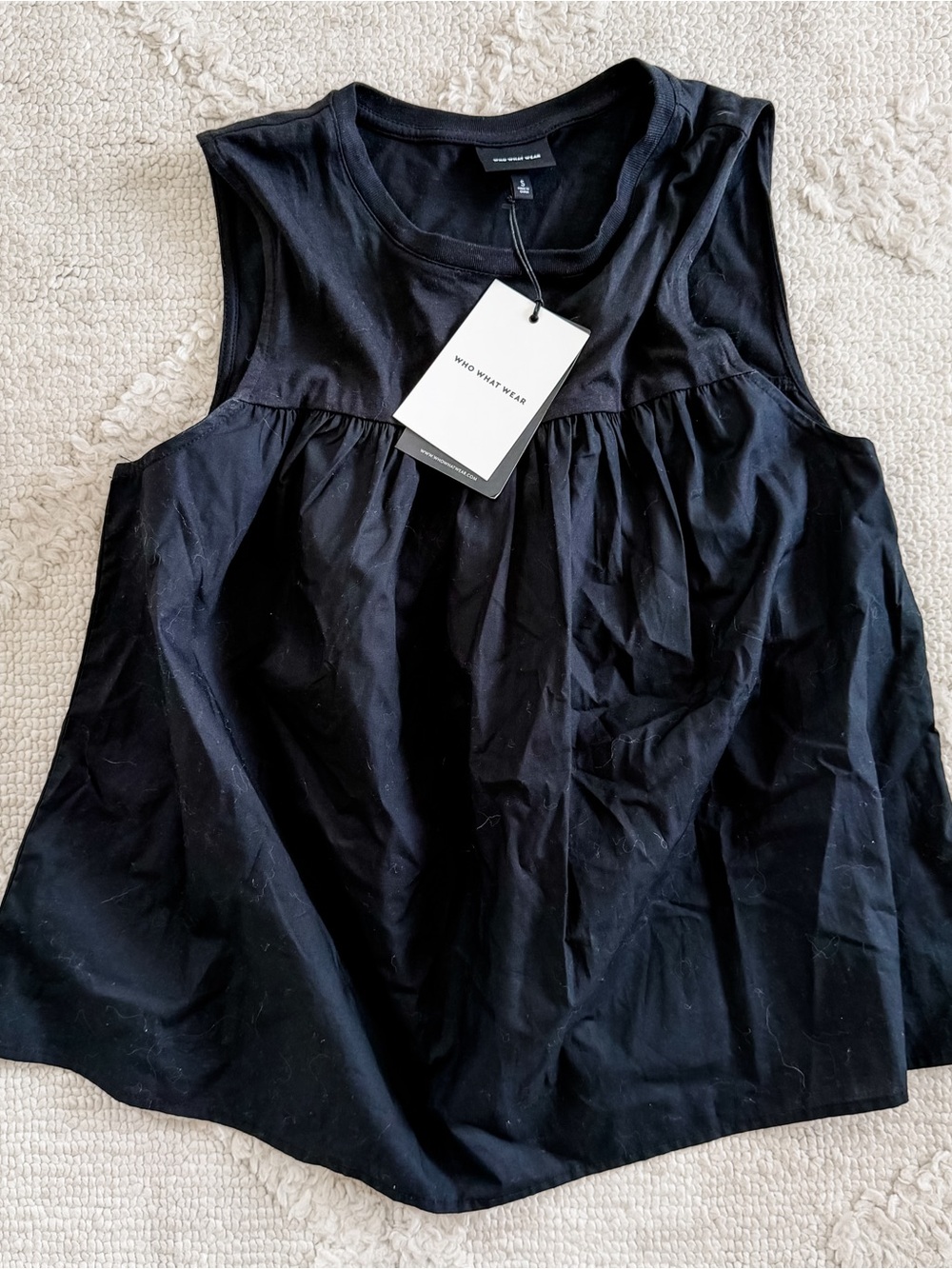 Who What Wear Black Sleeveless Gathered Tank Top